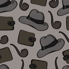 background with smoking pipes hats and purses N4