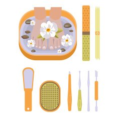 Vector set of pedicure tool