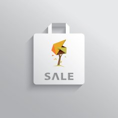 Autumn sale background Low polygonal tree Simple modern design Discounts