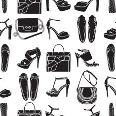 Seamless pattern with shoes and bags