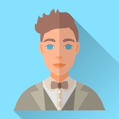 Wedding day bridegroom blue square flat icon with shadow N2