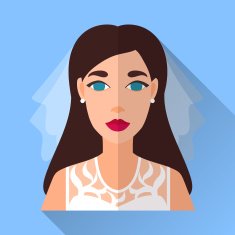 Wedding day bride blue square flat icon with shadow N2