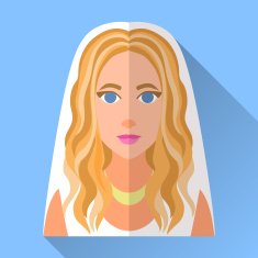 Wedding day bride blue square flat icon with shadow N4
