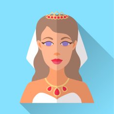 Wedding day bride blue square flat icon with shadow N6