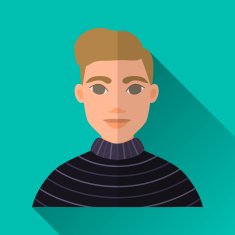 Elegant hipster man in sweater square flat icon