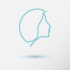 The woman fashion icon or logo with flower Contour lines N5