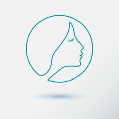 The woman fashion icon or logo with flower Contour lines N7