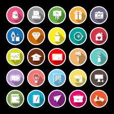 Art and creation flat icons with long shadow
