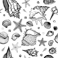Sea background Hand drawn vector illustration
