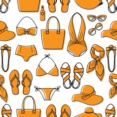 Seamless pattern with beach accessories