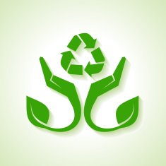 Save Nature concept with leaf and hand - vector illustration