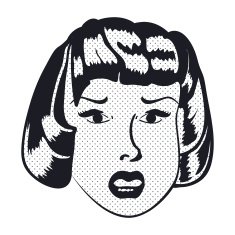 Sad Woman face with open mouth Vector