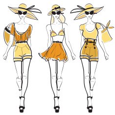 Three ladies in summer clothes