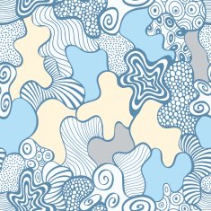 Vector seamless pattern with blue ornament