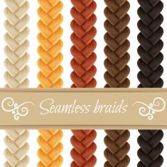 Hair braided isolated on white Seamless three strand french braids