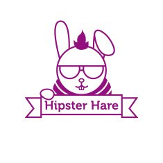 Vector hipster hare in sunglasses outline logotype