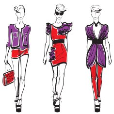 Three fashion models on the catwalk N3