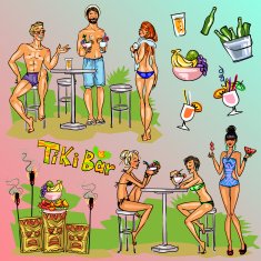 Tiki Bar Collection Hand drawn vector N2
