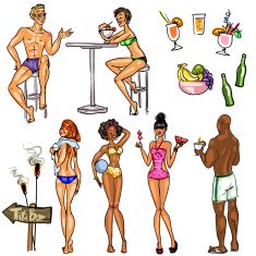 Tiki Bar Collection Hand drawn vector N4