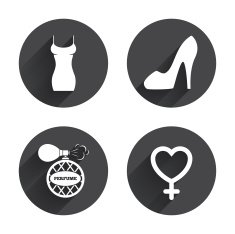 Women dress icon Sexy shoe sign Perfume N9