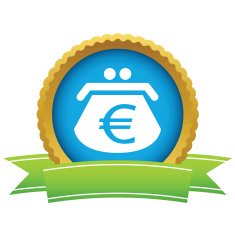 Gold euro purse logo