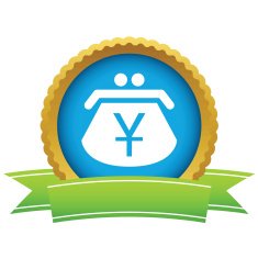 Gold yen purse logo