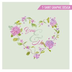 Floral Heart Graphic Design - for t-shirt fashion prints
