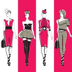 Four women on the catwalk