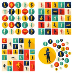 Flat concept design with shadow SEO stick figure icon N4