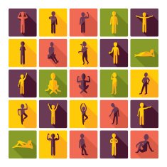 Flat concept design with shadow SEO stick figure icon N16
