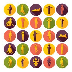 Flat concept design with shadow SEO stick figure icon N17