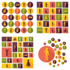 Flat concept design with shadow SEO stick figure icon N23
