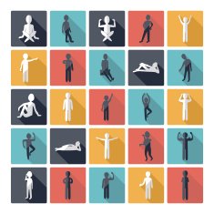 Flat concept design with shadow SEO stick figure icon N25