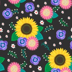 seamless cartoon flowers pattern background