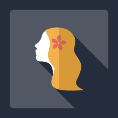 Flat modern design with shadow girl's face