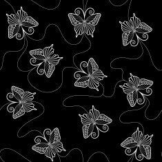 Seamless pattern with white butterflies on black background
