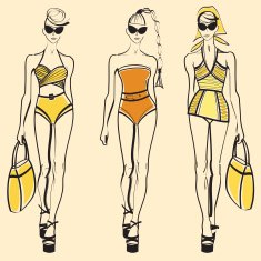 Three models in swimsuits
