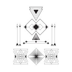 Set of geometric abstract figures with triangles arrows lines