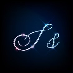 Diamond glittering letter S of sparkling brilliants
