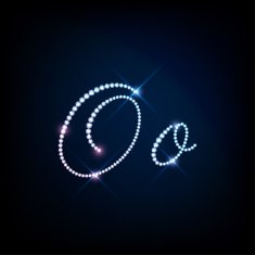 Diamond glittering letter O of sparkling brilliants