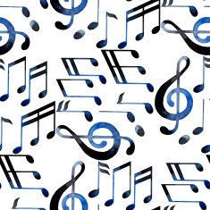 Watercolor musical notes pattern