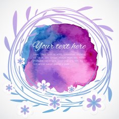 Cute background with watercolor blob branches leafs flowers and copyspace N2
