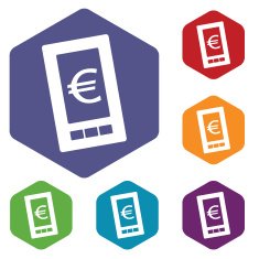 Euro phone rhombus icons