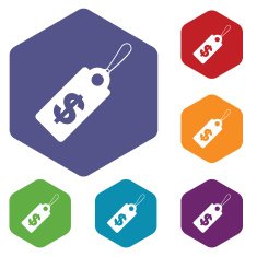 Dollar tag rhombus icons