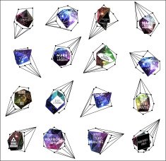 Abstract polygonal label design Elements of astronomy N47