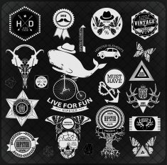 hipster label icon elements N3
