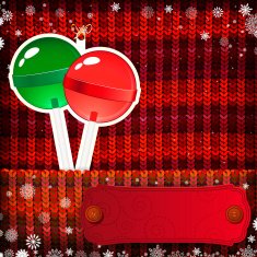 Christmas decorations on handmade knitted background N2