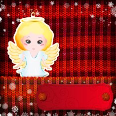 Christmas decorations on handmade knitted background N5