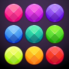 Faceted round buttons