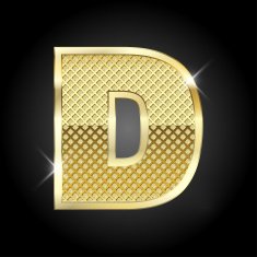 Vector metal gold letter D